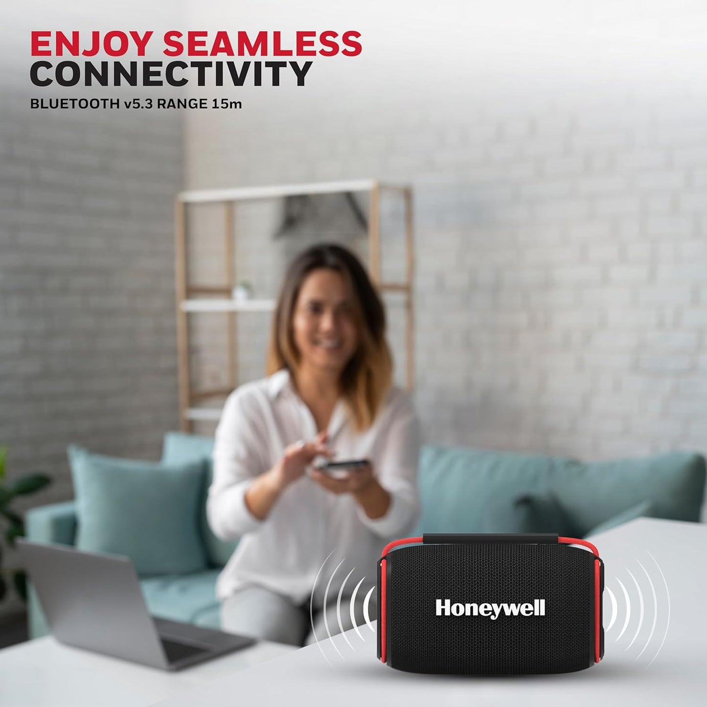 Honeywell Newly Launched Suono P400 15W 5.3 Bluetooth Speaker,Deep Bass Radiators,10H Playtime,IPX 6,TWS Feature,RGB Lights,SD Card,AUX,Type-C Port,Built-In Mic,78mm Drivers,2Yrs Manufacturer Warranty