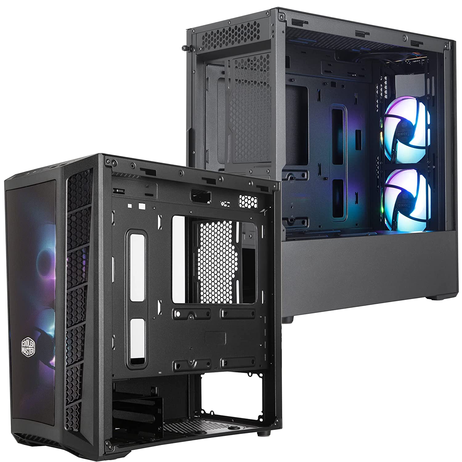 Cooler Master MasterBox MB311L ARGB Airflow Micro-ATX Tower with Dual ARGB Fans Fine Mesh Front Panel Mesh Side Intakes and Tempered Glass Side Panel-cabinate-Cooler Master-computerspace