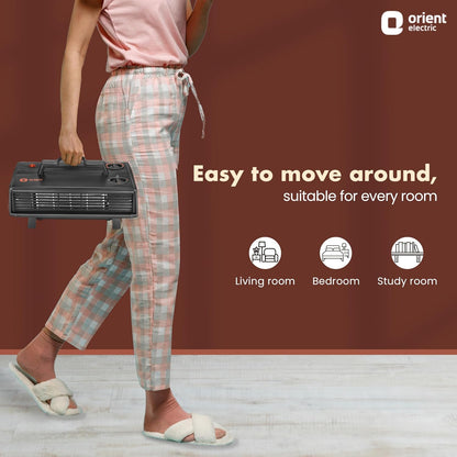Orient Electric Heat Convector Compact Heater | 2000W with two heat settings | Quick Heating with two fans | Neon Indicator| 2-year warranty by Orient | Black