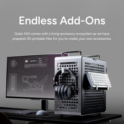 Cooler Master QUBE 540 ATX Mid-Tower PC Case, High Airflow, Tempered Glass