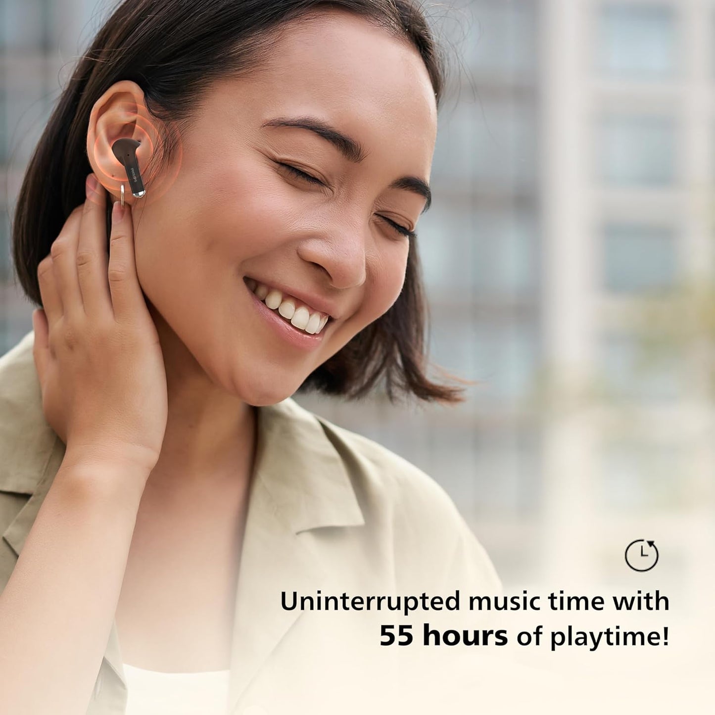 PHILIPS Audio TAT1169BK/94 True Wireless in Ear Earbuds with Pocket Sized Charging Case, Play Time Upto 55Hrs, 12mm Dynamic Drivers, Inbuilt Mic, IPX4 Splash & Sweat Resistant (Black)