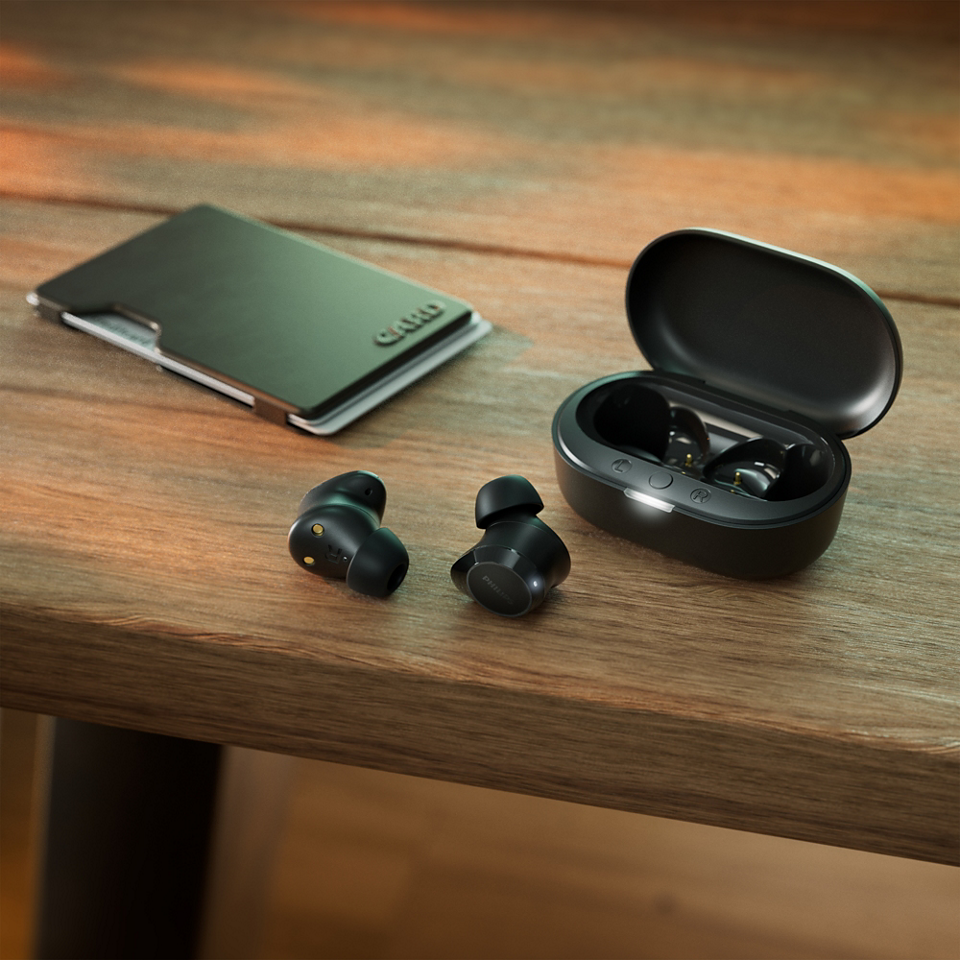 Philips True Wireless Headphones TAT1209BK/00 Up to 18 hours of play time with the case IPX4 splash and sweat resistant Black