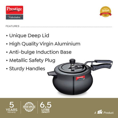Prestige Nakshatra Plus Svachh Hard Anodised Aluminium Spillage Control Handi Pressure Cooker (Black)