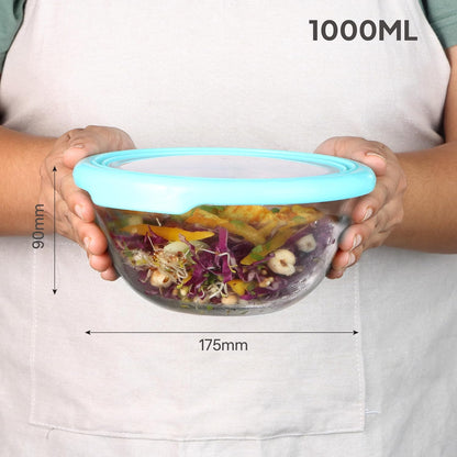 CELLO Ornella Toughened Glass Mixing Bowl Without Lid | Microwave Safe & Dishwasher Safe | Clear & Non- Porous Glass | Scratch Resistant | Transparent