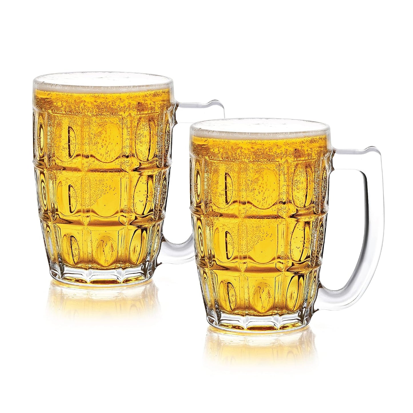 CELLO Executive Beer Mug with Handle | Glasses for Beer, Juice | Scratch Resistant & Easy to Clean | Dishwasher Safe Mug | Transparent | Set of 2, 400ml