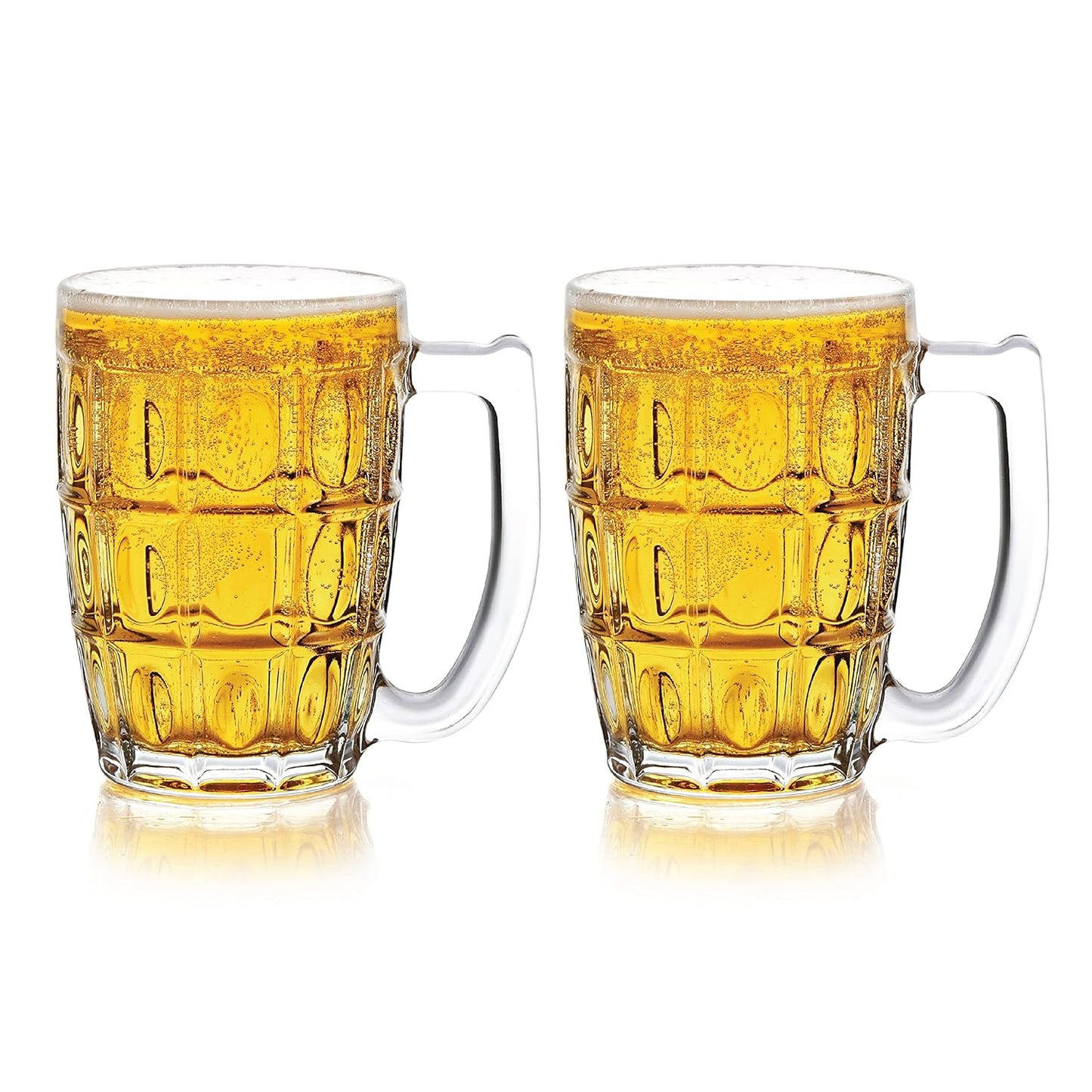 CELLO Executive Beer Mug with Handle | Glasses for Beer, Juice | Scratch Resistant & Easy to Clean | Dishwasher Safe Mug | Transparent | Set of 2, 400ml