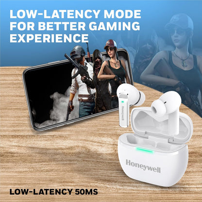 Honeywell Newly Launched Trueno U5100, in-Ear Wireless Hybrid ANC TWS Earbuds, with 33 dB ANC, Low Latency Mode, 6 mics, Bluetooth V5.2, 62 Hours of Playtime, 2 Years Manufaturer Warranty