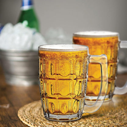 CELLO Executive Beer Mug with Handle | Glasses for Beer, Juice | Scratch Resistant & Easy to Clean | Dishwasher Safe Mug | Transparent | Set of 2, 400ml