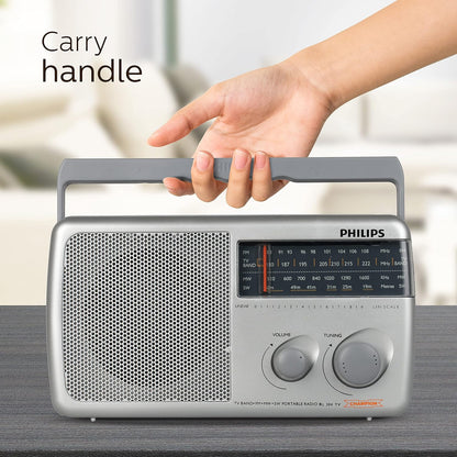 Philips Radio RL384/94 with MW/FM/SW/TV Bands, 500mW RMS Sound output, Battery: 3xR20 (4.5V DC)External DC SOCKET: 4.5V DC, Without Battery/Adaptor