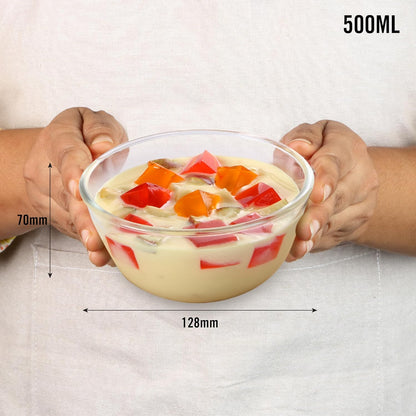 CELLO Ornella Toughened Glass Mixing Bowl Without Lid | Microwave Safe & Dishwasher Safe | Clear & Non- Porous Glass | Scratch Resistant | Transparent
