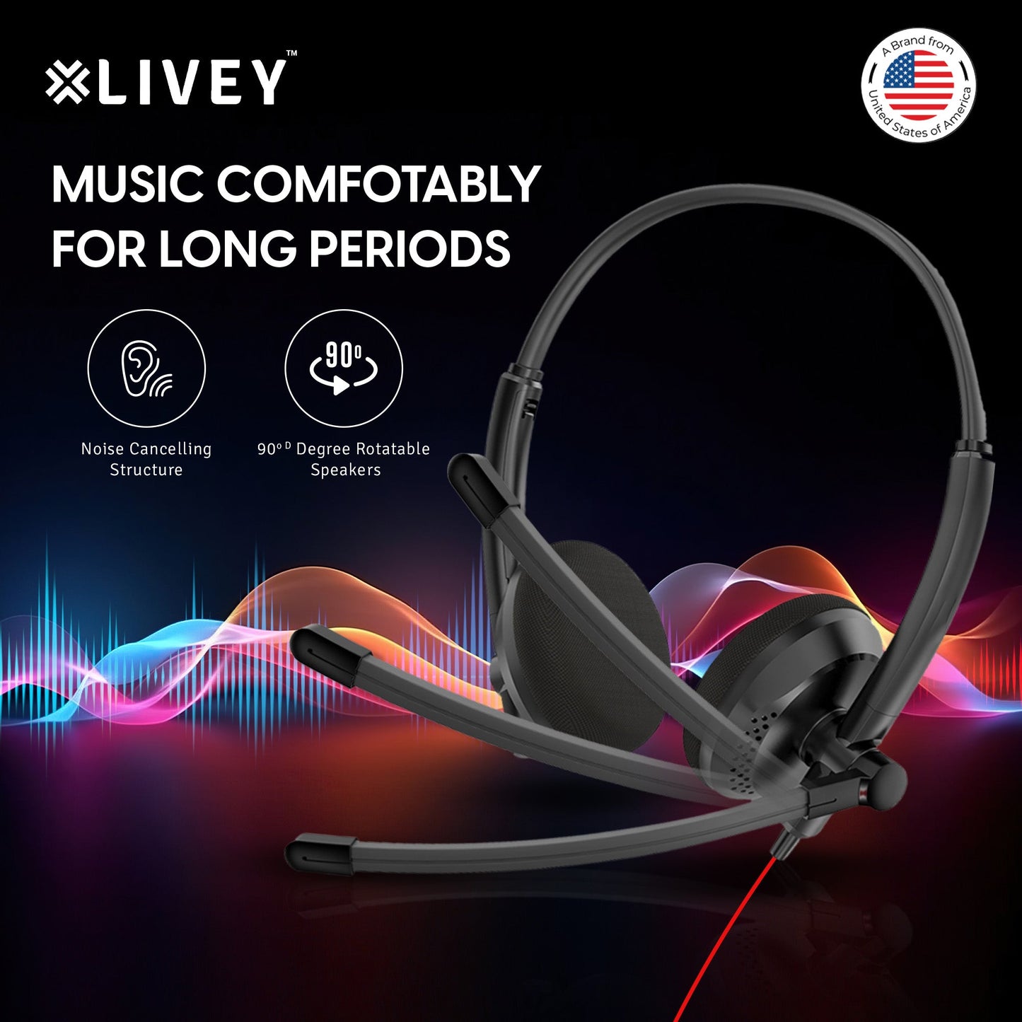 LIVEY Audixa 410DJU Dual Option 3.5mm+USB Headset