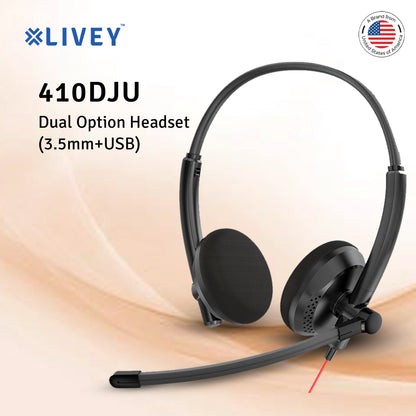 LIVEY Audixa 410DJU Dual Option 3.5mm+USB Headset