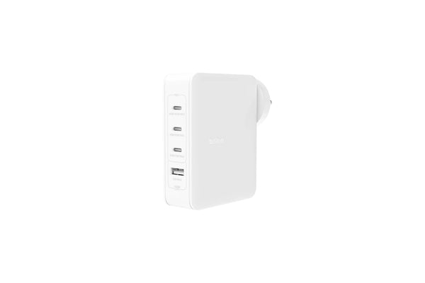 Belkin 140W GaN 4-Port (3X USB-C and 1x USB-A) PD 3.1 Fast Wall Charger, Compact Size, Compatible with MacBook Pro, MacBook Air, USB-C Laptops, iPhone 15 & Other USB-C Devices - White