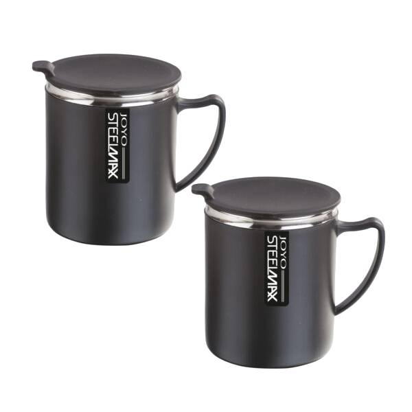 Joyo Coffee Mug Set of 2 Pieces| Stainless Steel Inner | 300 ML | Black