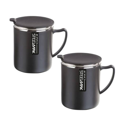 Joyo Coffee Mug Set of 2 Pieces| Stainless Steel Inner | 300 ML | Black