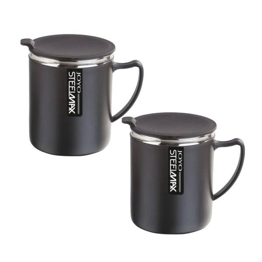 Joyo Coffee Mug Set of 2 Pieces| Stainless Steel Inner | 300 ML | Black