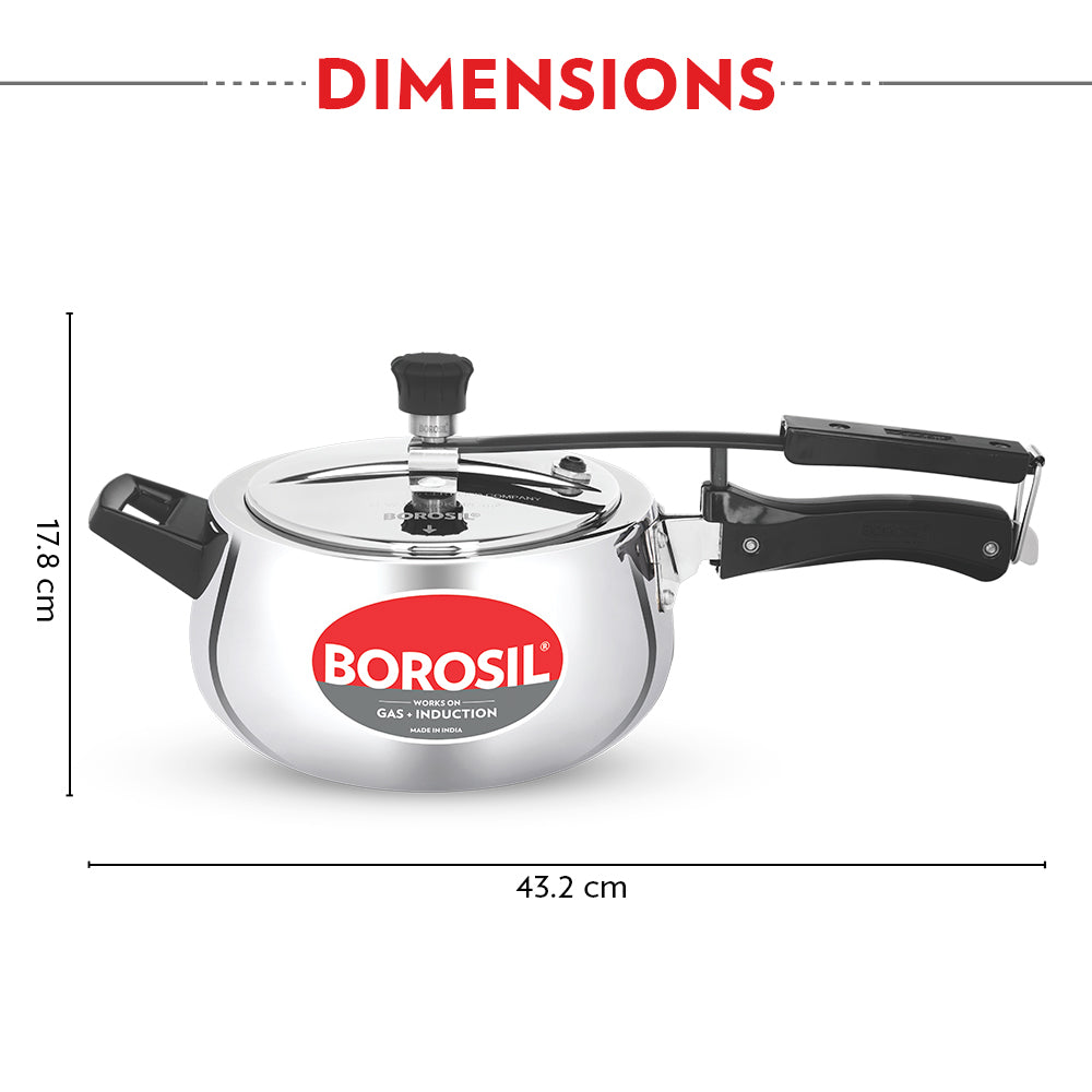 Borosil Pronto Tri-ply Inner Lid Pressure Cooker, 3.5L