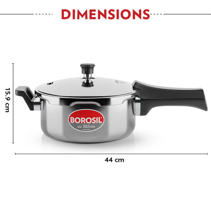 Borosil Presto Tri-Ply Outer Lid Pressure Cooker, 3L