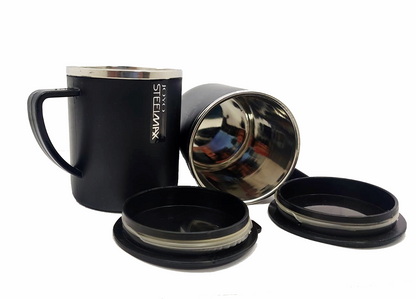 Joyo Coffee Mug Set of 2 Pieces| Stainless Steel Inner | 300 ML | Black