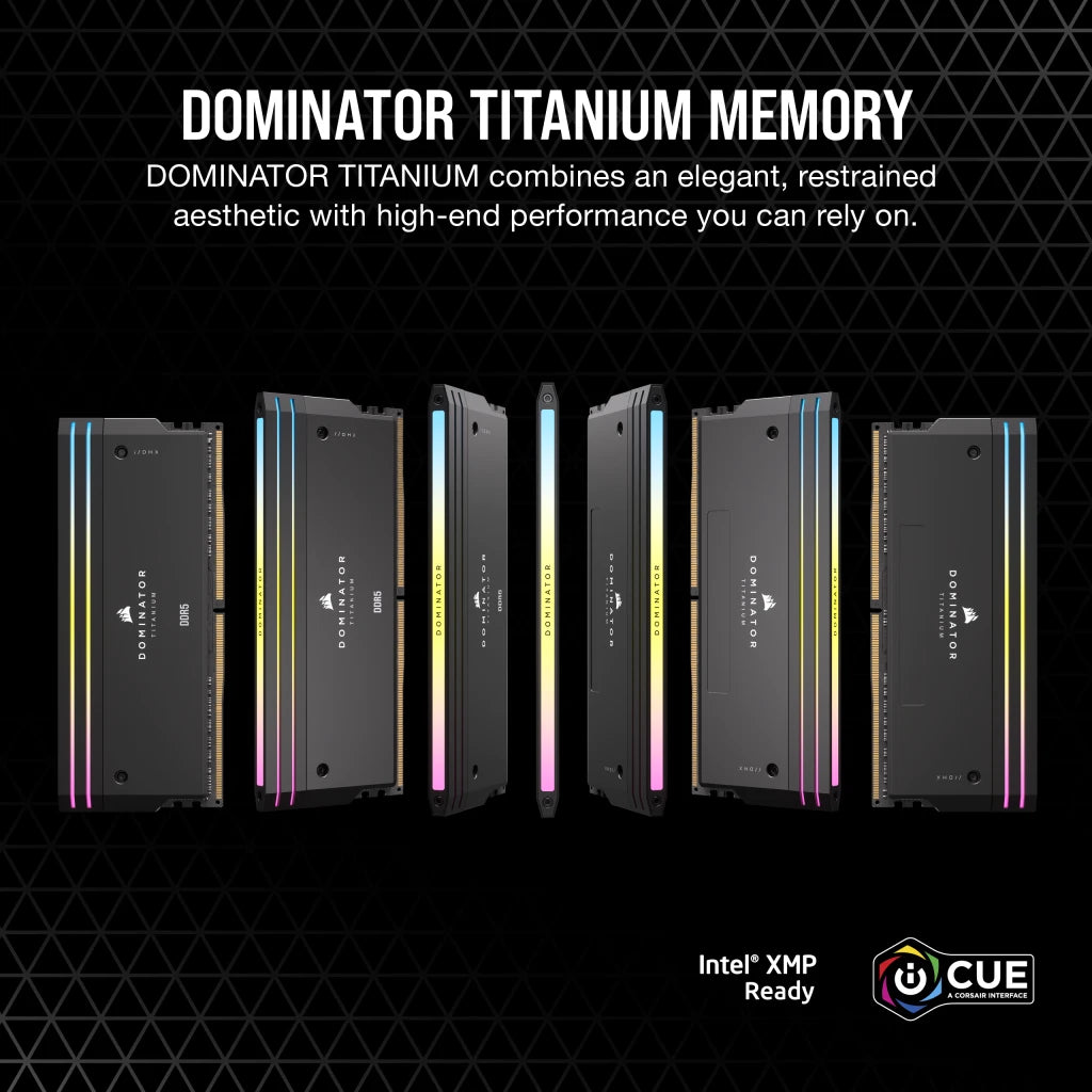 Corsair Memory CMP64GX5M2B6000C30 -  DOMINATOR® TITANIUM RGB 64GB (2x32GB) DDR5 DRAM 6000MT/s CL30 Intel XMP Memory Kit