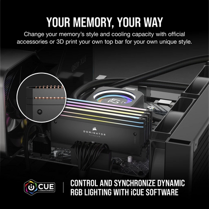 Corsair Memory CMP64GX5M2B6000C30 -  DOMINATOR® TITANIUM RGB 64GB (2x32GB) DDR5 DRAM 6000MT/s CL30 Intel XMP Memory Kit