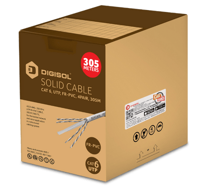 DIGISOL Solid Cable, Cat6 UTP, 4 Pair, 23AWG, Grey, 305m