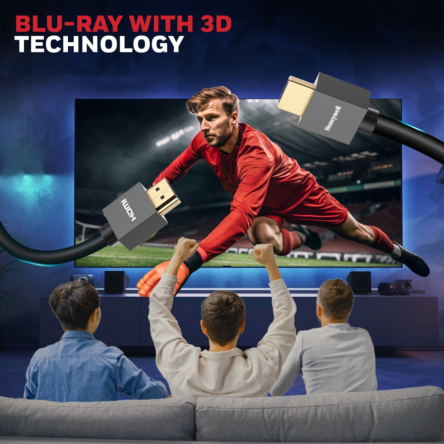 Honeywell HDMI 2.0 Cable with Ethernet | High Speed HDMI Cable 10.2GBPS | Supports 3D /4Kx2K Ultra High Definition | 3D Home Theatre | 3D Gaming | Black (65.6ft/20M)