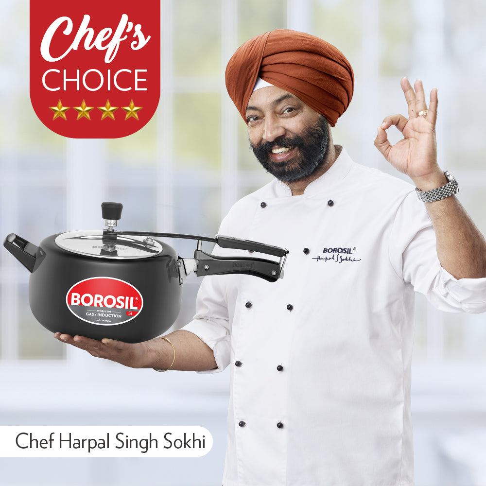 Borosil Pronto Hard Anodised Pressure Cooker, 5L