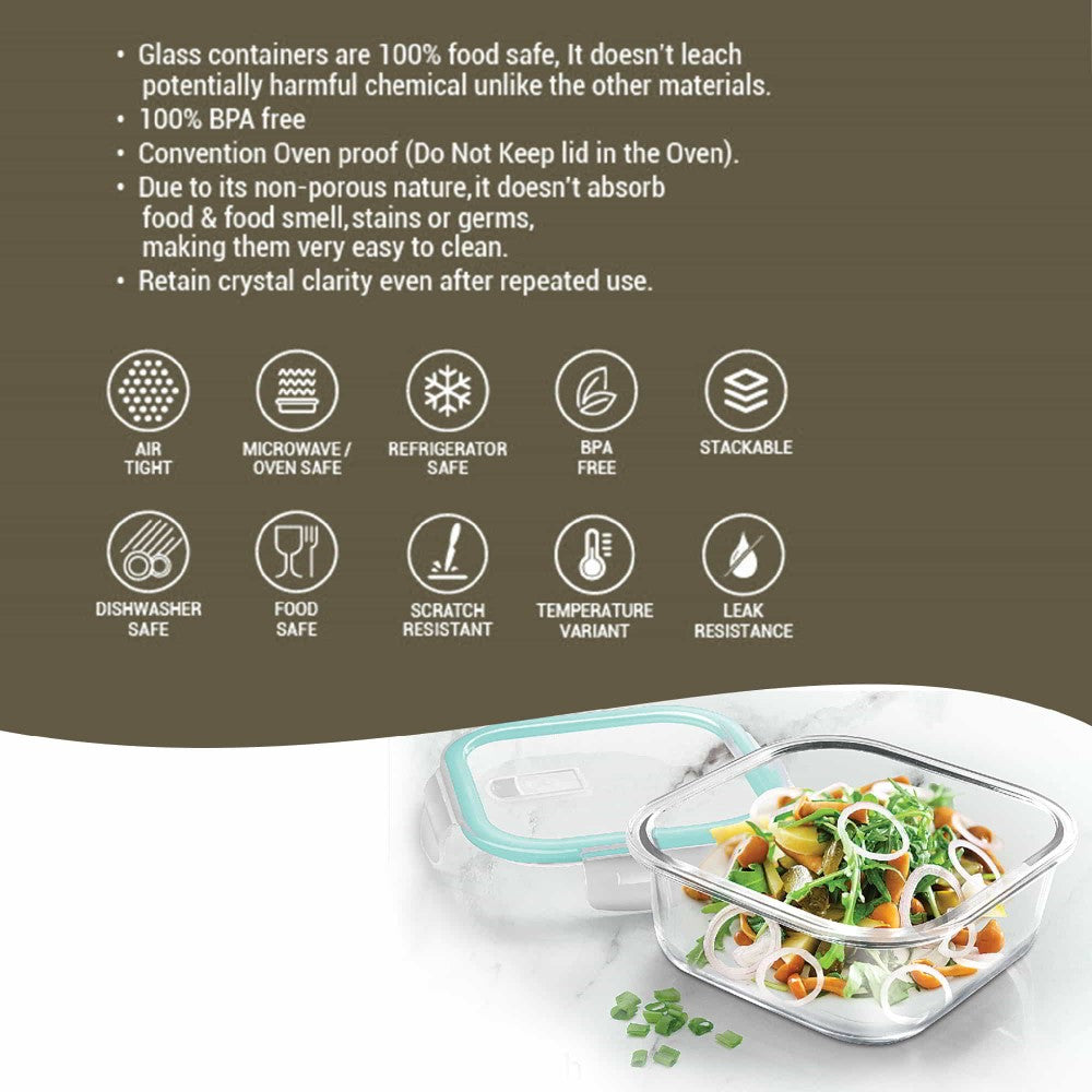Hi Borosilicate Clip Fresh Square Container (Treo by Milton)