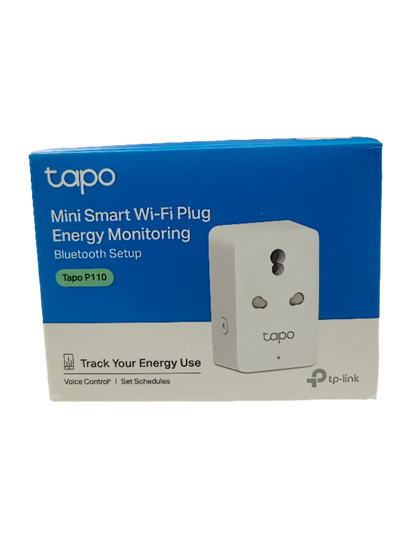 TP-Link Tapo P100 smart Wi-Fi plug packaging on a white background

