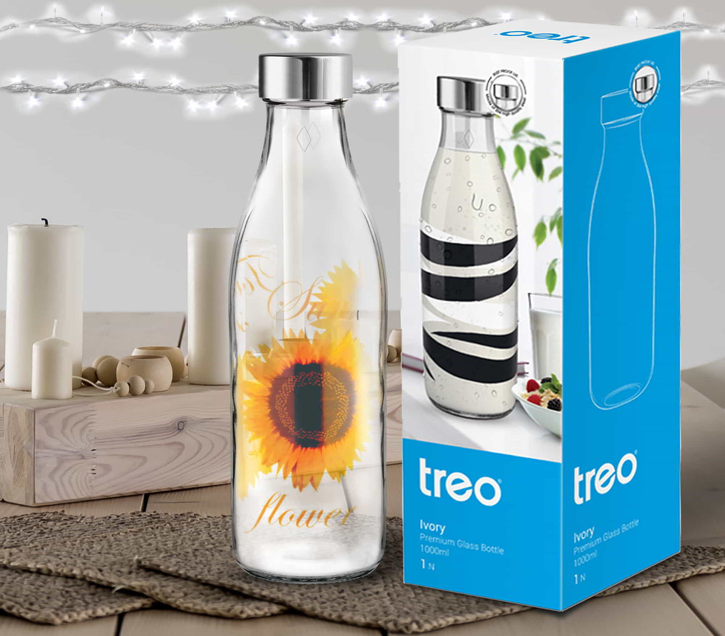 Ivory Premium Glass Bottle (Treo by Milton)