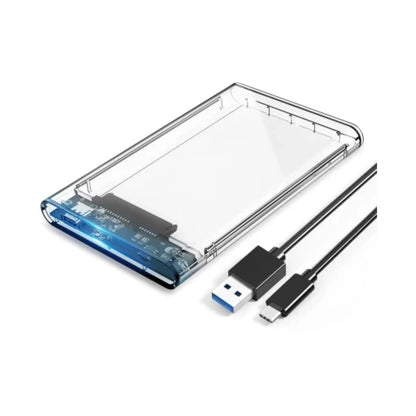 2.5" External Hard Drive Enclosure, SATA III to USB Type-C for HDD/SSD - Transparent Design