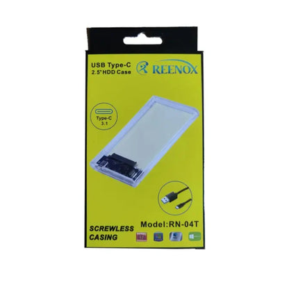 2.5" External Hard Drive Enclosure, SATA III to USB Type-C for HDD/SSD - Transparent Design