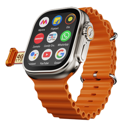 FIRE-BOLTT Oracle Wi-Fi+4G SIM Android OS Wristphone (49mm Display, In Built GPS, Crystal Tide Strap)-Smart Watch-Fire-Boltt-Orange-Horizon-computerspace