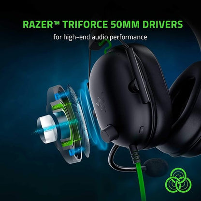 Razer BlackShark V2 X USB Wired Esports Gaming Headset: 7.1 Surround Sound - 50mm Drivers - 240g Lightweight Build - Noise Cancelling Mic - Hybrid Memory Foam Cushions - Black - RZ04-04570100-R3M1