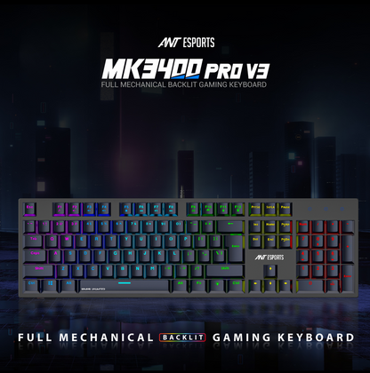 Ant Esports MK3400 Pro V3 Full Mechanical RGB Gaming Keyboard-Keyboards-antesports-computerspace