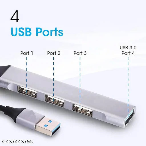 USB 3.0  4 Port hub with Hi Speed Data Transfer, Aluminum body, Sleek Design and Plug Play Usage