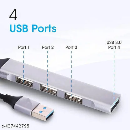 USB 3.0 4 Port hub with Hi Speed Data Transfer, Aluminum body, Sleek Design and Plug Play Usage