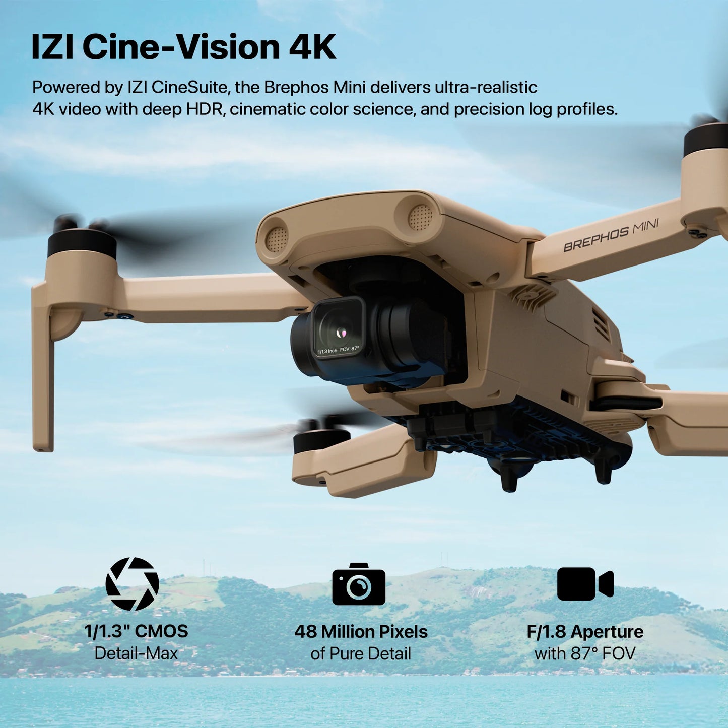IZI Brephos Fly More Combo Mini Drone – Premium Drone with Camera 4K Professional, 48MP Imaging, Starlight Vision, 3-Axis Stabilizer, 3000mAh Long Flight, <249g Featherweight, 20km Range