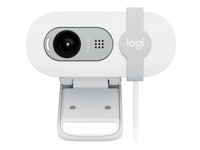 Logitech Brio 100 Full HD Webcam for Meetings and Streaming, Auto-Light Balance, Built-in Mic, Privacy Shutter, USB-A, for Microsoft Teams, Google Meet, Zoom and More- Graphite-Webcam-Logitech-Off White-computerspace