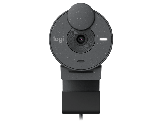 Logitech BRIO 300 A 1080p webcam with auto light correction, noise-reducing mic, and USB-C connectivity-Webcams-Logitech-Graphite-computerspace