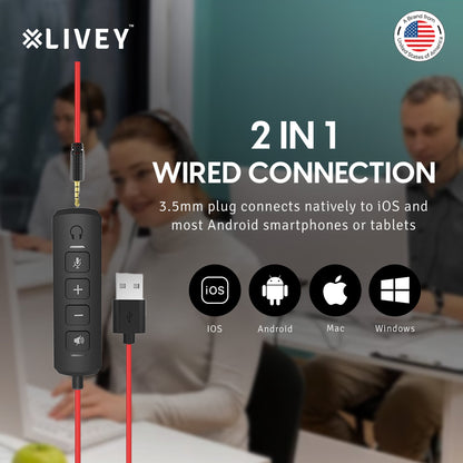 LIVEY Audixa 410DJU Dual Option 3.5mm+USB Headset