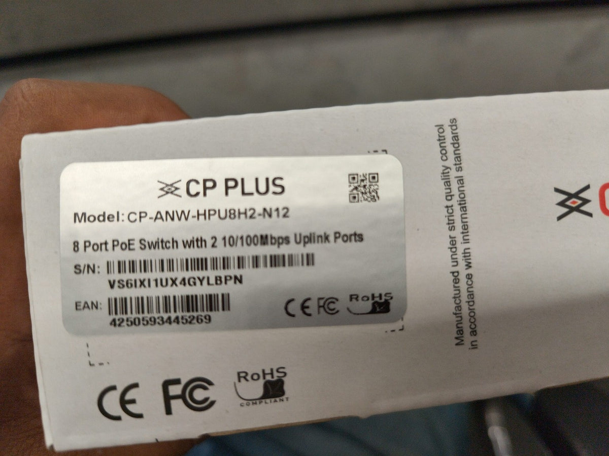 CP PLUS CP-ANW-HPU8H2-N12 8 Port PoE Switch