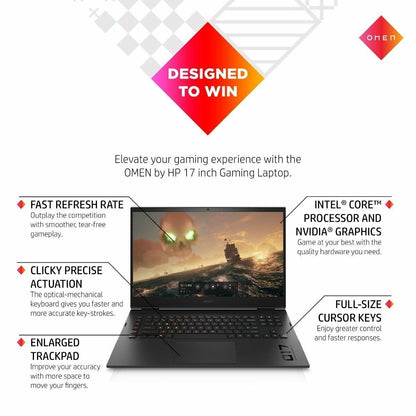 Refurbished HP OMEN BY HP LAPTOP 17-CK2004TX -7K4J9PA#ACJ-CORE I9- 13TH GEN 13900|32GB (2X16GB) DDR5 5600|1TB SSD|RTX 4080 12GB|17.3" QHD|SDB(SHADOW BLACK)