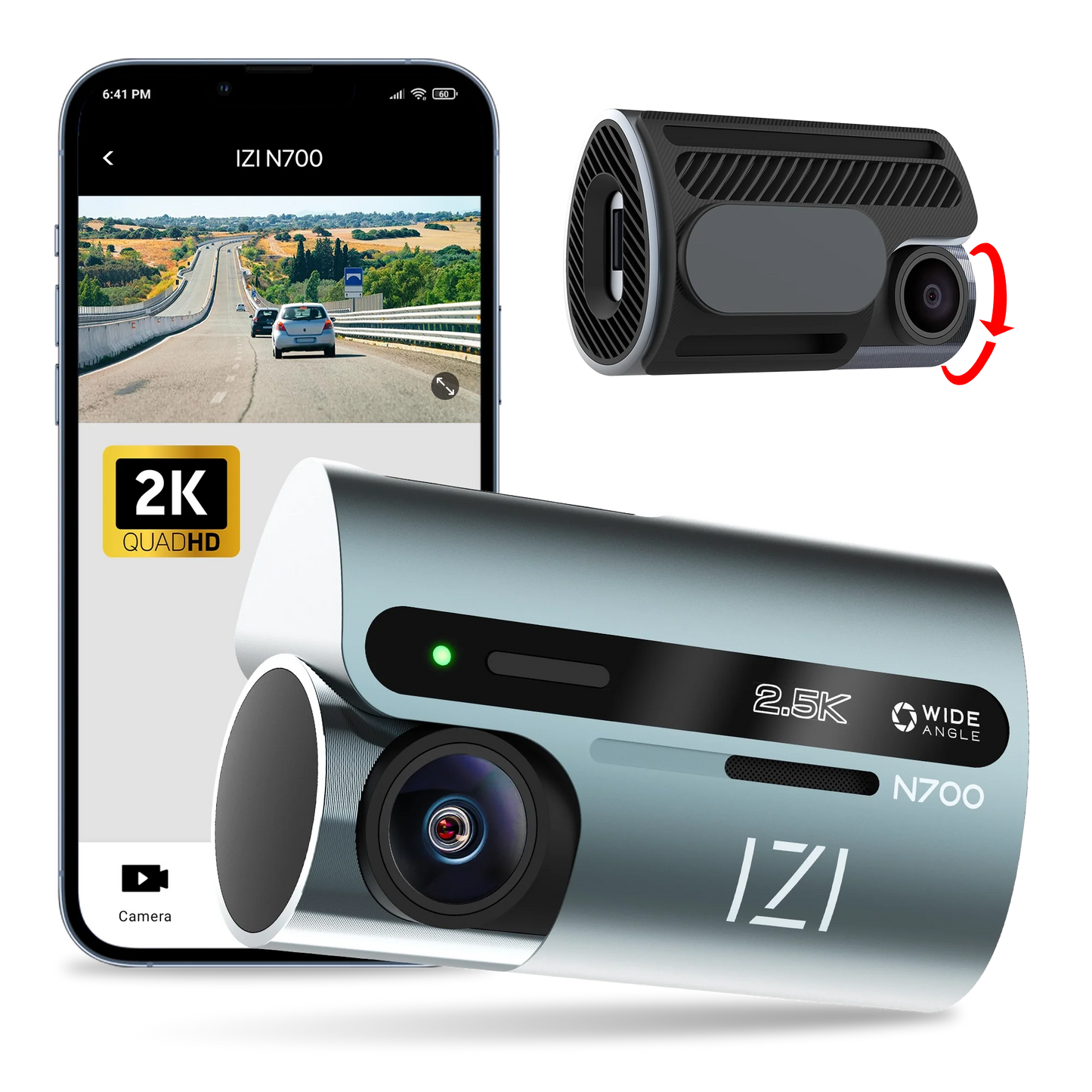 IZI N700 5 MP Car Dashboard Camera, 2.5K, Night Vision, WiFi, 512GB Storage Support