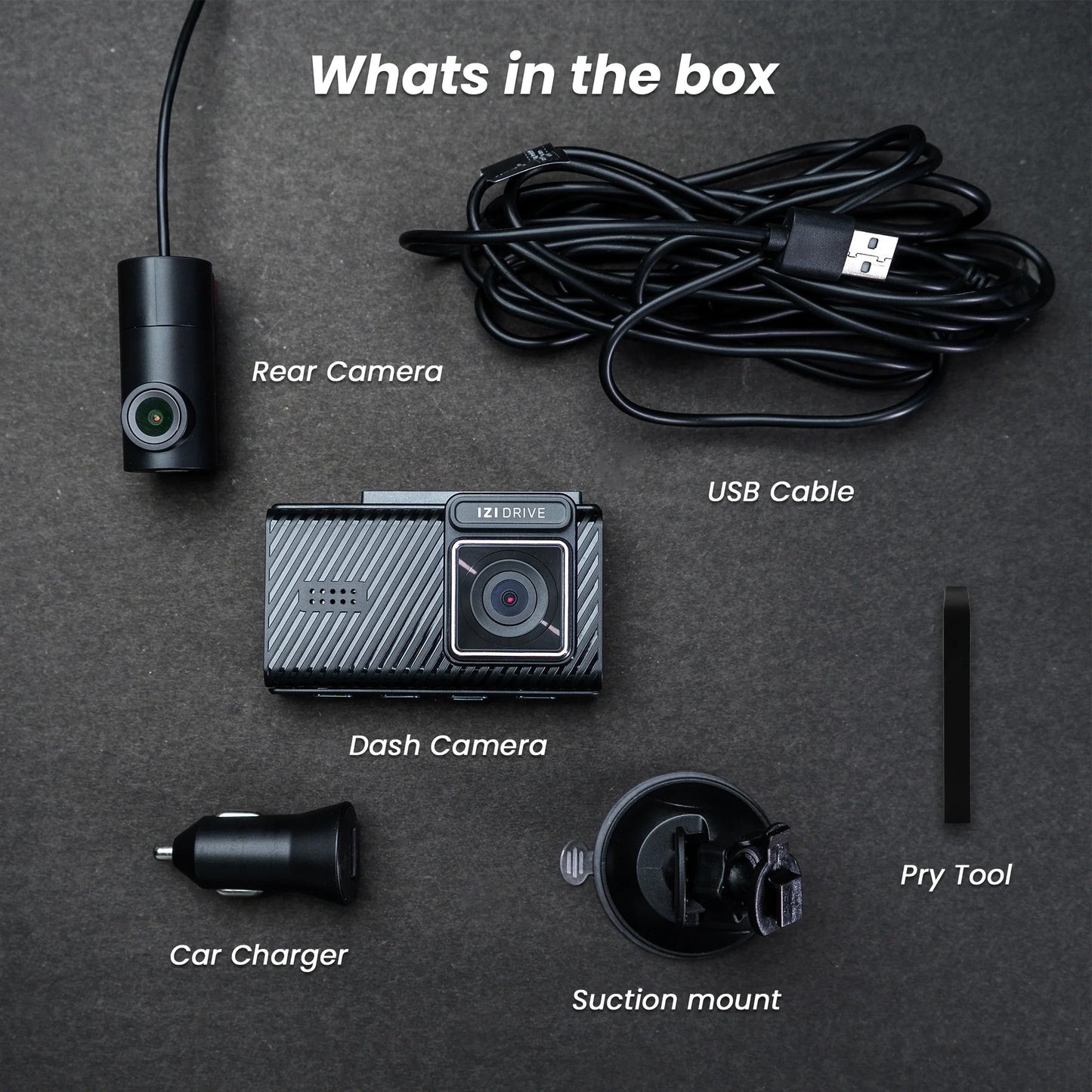 IZI DRIVE Plus 4K Dash Camera - Dual Channel, GPS, Night Vision