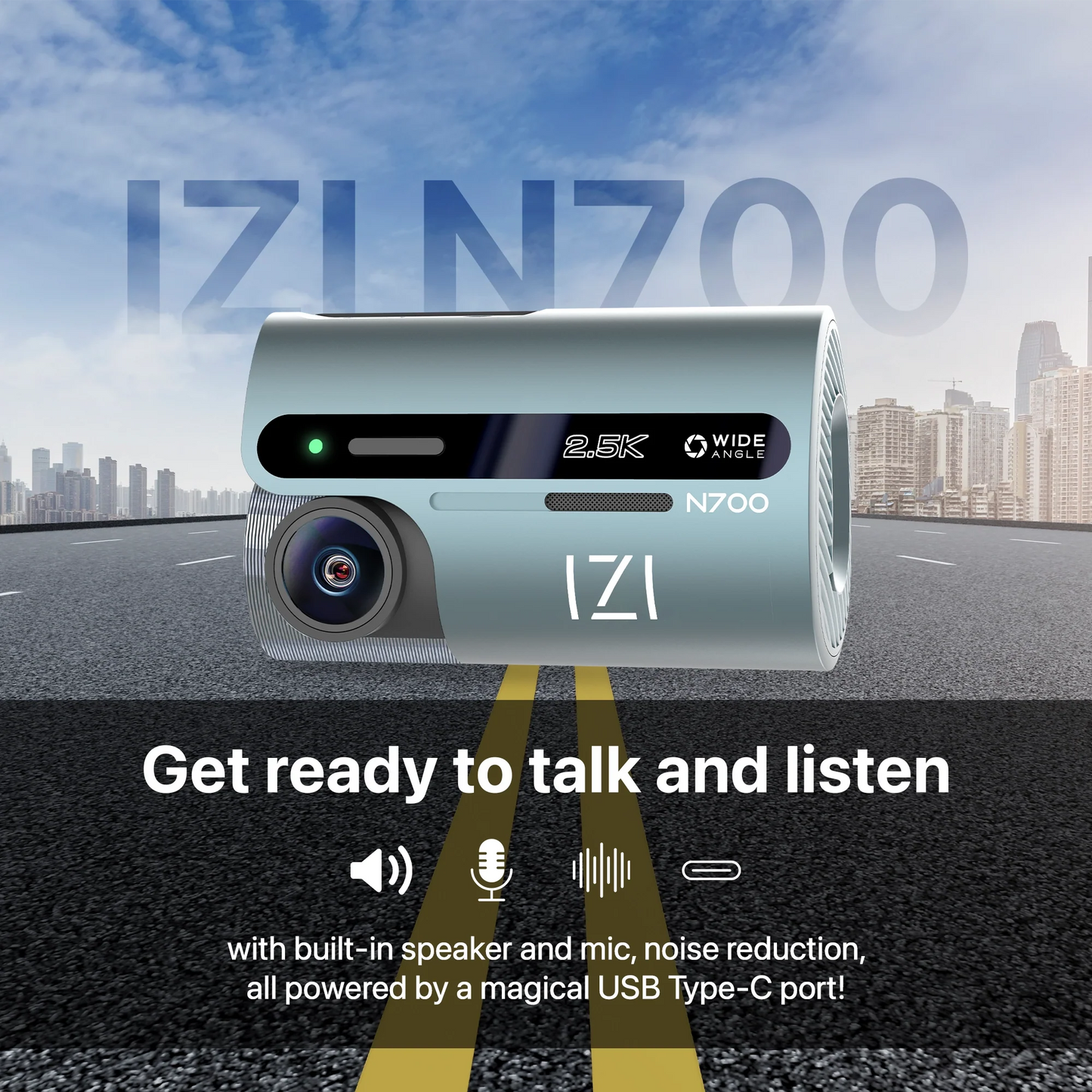 IZI N700 5 MP Car Dashboard Camera, 2.5K, Night Vision, WiFi, 512GB Storage Support