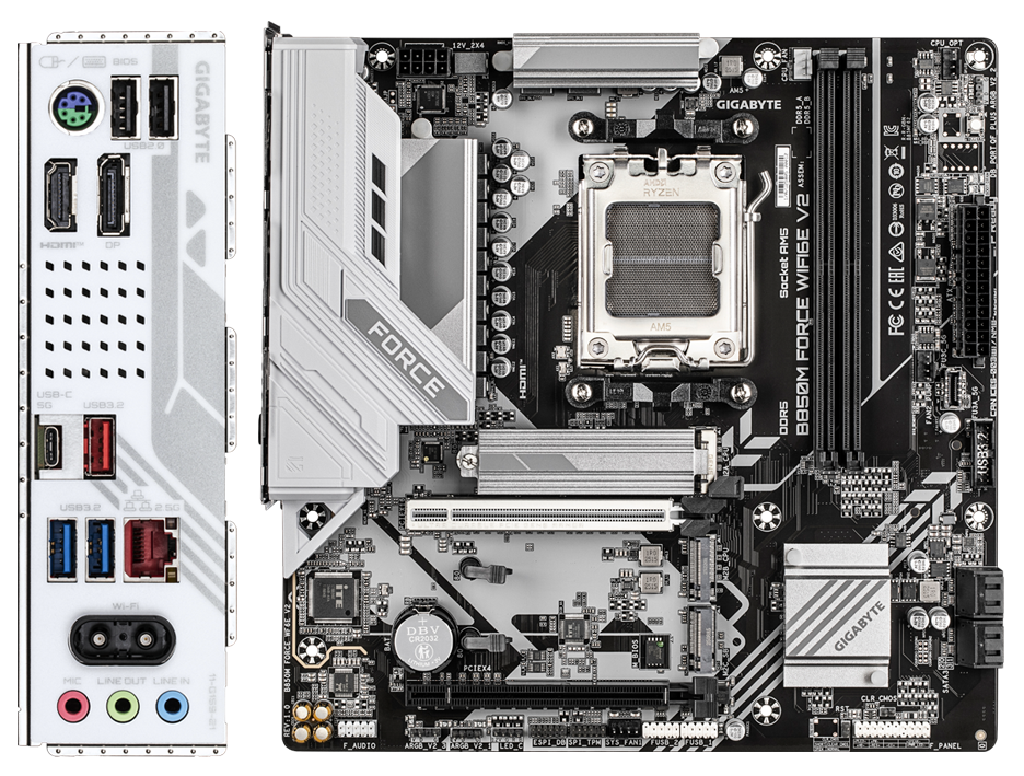 Gigabyte B850M FORCE WiFi 6E V2 AMD AM5 Micro-ATX Motherboard (DDR5, PCIe 5.0)