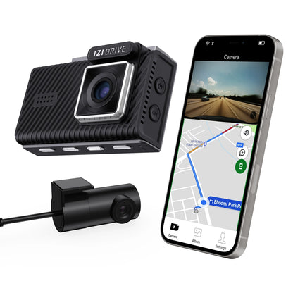 IZI DRIVE Plus 4K Dash Camera - Dual Channel, GPS, Night Vision