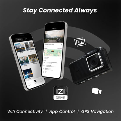 IZI DRIVE Plus 4K Dash Camera - Dual Channel, GPS, Night Vision